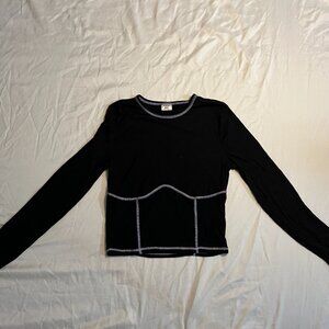 Aritzia Sunday Best Long-Sleeve Crop Top Black M